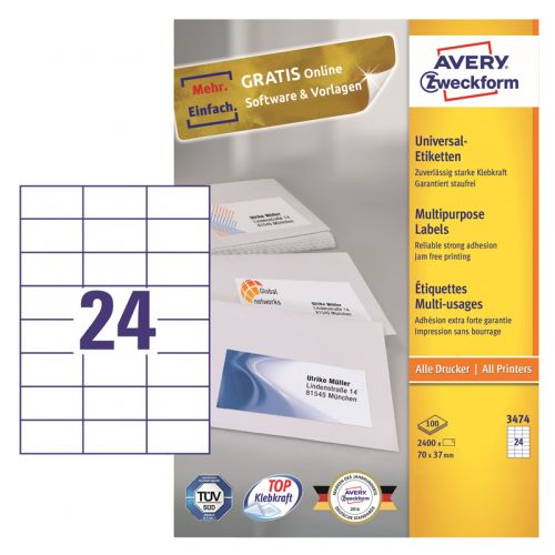  Avery Zweckform 3474 A4 70x37 24  /70/2/100./  .  (3474)