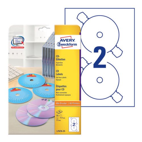  Avery Zweckform CD/DVD L7676-25 A4/196/2/50./   .    (L7676-25)
