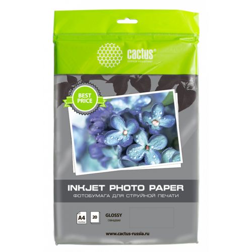 Фотобумага Cactus CS-GA413020ED A4/130г/м2/20л./белый глянцевое для струйной печати (CS-GA413020ED) Фотобумага Cactus CS-GA413020ED A4/130г/м2/20л./белый глянцевое для струйной печати (CS-GA413020ED)