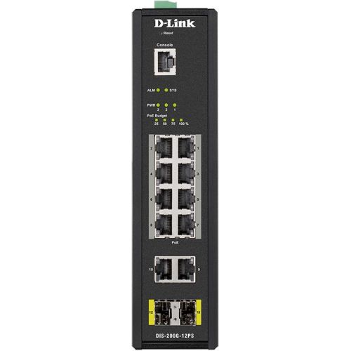  D-Link DIS-200G-12PS/A 10x1/ 2SFP 8PoE 240W  (DIS-200G-12PS/A)