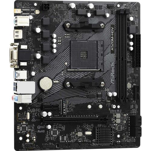   Asrock A520M-HDV Soc-AM4 AMD A520 2xDDR4 mATX AC`97 8ch(7.1) GbLAN RAID+VGA+DVI+HDMI (A520M-HDV)