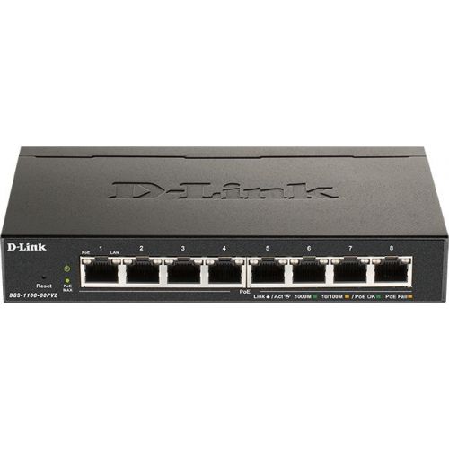  D-Link DGS-1100-08PLV2/A1A (L2) 8x1/ 4PoE+ 80W  (DGS-1100-08PLV2/A1A)