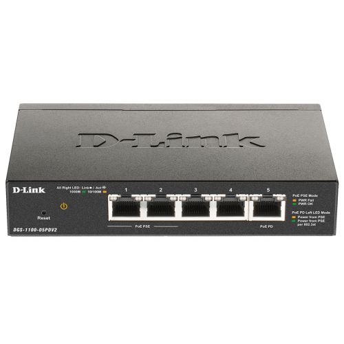  D-Link DGS-1100-05PDV2 5x1/ 2PoE 18W  (DGS-1100-05PDV2)