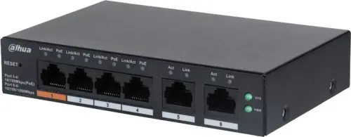 Dahua DH-CS4006-4ET-60 (L2) 4x100/ 2x(1000BASE-T/SFP) 30W  (DH-CS4006-4ET-60)