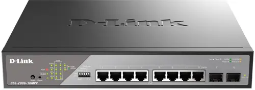  D-Link DSS-200G-10MPP/A1A (L2) 8x1/ 2SFP 8PoE++ 242W  (DSS-200G-10MPP/A1A)