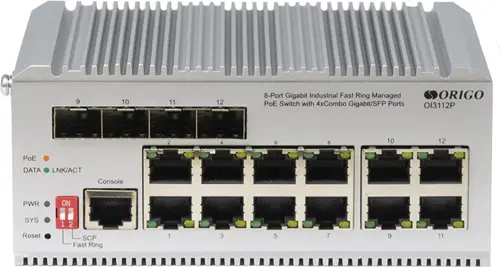  Origo OI3112P OI3112P/185W/A1A (L2) 8x1/ 4x(1000BASE-T/SFP) 4SFP 8PoE+ 185W  (OI3112P/185W/A1A)