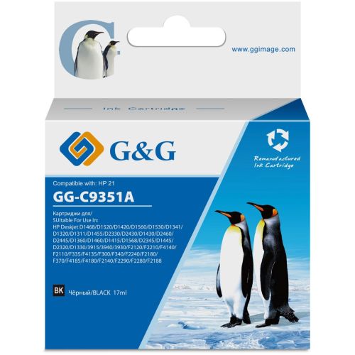 Картридж струйный G&G GG-C9351A № 21 черный (17мл) для HP DJ 3920/3940/D1360/D1460/D1470/D1560/D2330/D2360/D2430/D2460/F370/F375/F380/F2180/F2187/F2224/F2280/F2290/F4140/F4172/F4180/F4190 (GG-C9351A) Картридж струйный G&G GG-C9351A № 21 черный (17мл) для HP DJ 3920/3940/D1360/D1460/D1470/D1560/D2330/D2360/D2430/D2460/F370/F375/F380/F2180/F2187/F2224/F2280/F2290/F4140/F4172/F4180/F4190 (GG-C9351A)
