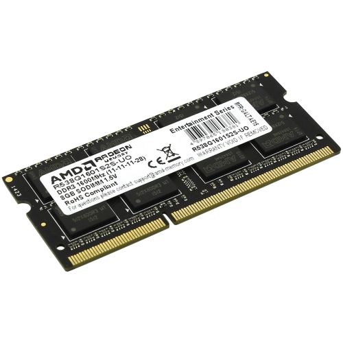  DDR3 8Gb 1600MHz AMD R538G1601S2S-U RTL PC3-12800 CL11 SO-DIMM 204-pin 1.5 dual rank Ret (R538G1601S2S-U)