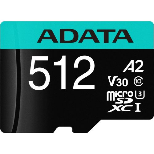   microSDXC 512GB A-Data AUSDX512GUI3V30SA2-RA1 Premier Pro + adapter (AUSDX512GUI3V30SA2-RA1)