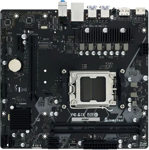 ����������� ����� Biostar B650MT Socket AM5 AMD B650 2xDDR5 mATX AC`97 8ch(7.1) GbLAN RAID+HDMI+DP (B650MT)