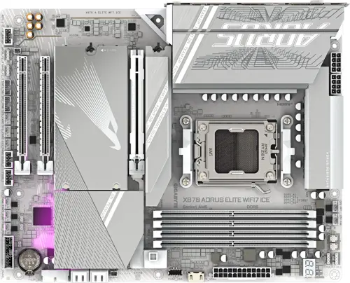 ����������� ����� Gigabyte X870 AORUS ELITE WIFI7 ICE Socket AM5 AMD X870 4xDDR5 ATX AC`97 8ch(7.1) 2.5Gg RAID+HDMI (X870 A ELITE WF7 ICE)
