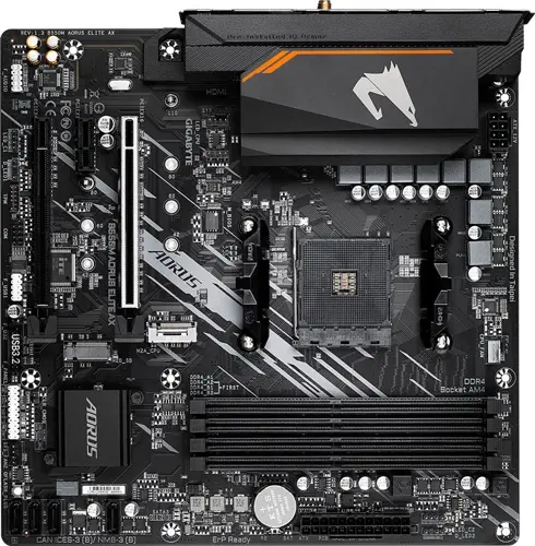 ����������� ����� Gigabyte B550M AORUS ELITE AX Soc-AM4 AMD B550 4xDDR4 mATX AC`97 8ch(7.1) GbLAN RAID+DVI+HDMI (B550M AORUS ELITE AX)