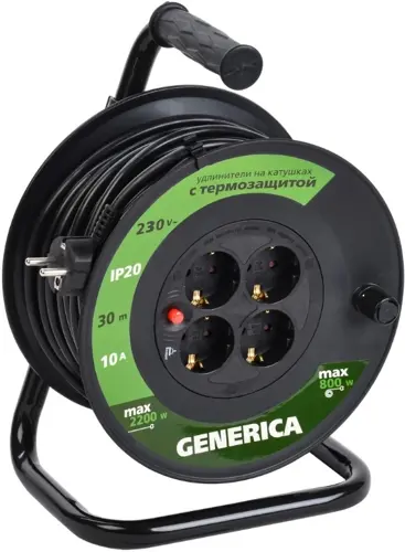 Удлинитель силовой IEK УК30 (WKP10-10-04-30-G) 3x1.0кв.мм 4розет. 30м ПВС 10A катушка черный (WKP10-10-04-30-G) Удлинитель силовой IEK УК30 (WKP10-10-04-30-G) 3x1.0кв.мм 4розет. 30м ПВС 10A катушка черный (WKP10-10-04-30-G)