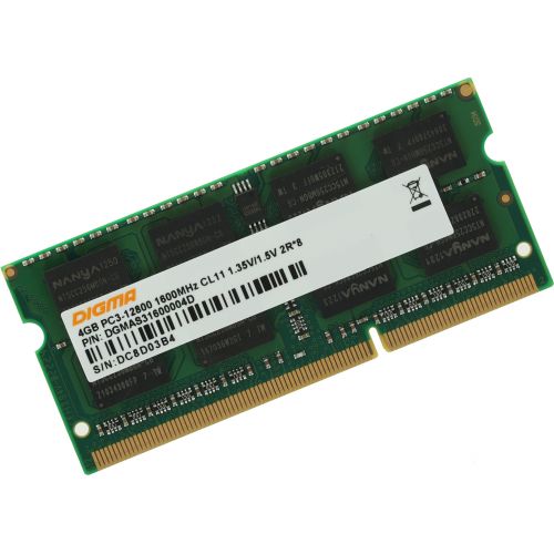  DDR3L 4GB 1600MHz Digma DGMAS31600004D RTL PC3-12800 CL11 SO-DIMM 204-pin 1.35 dual rank Ret (DGMAS31600004D)