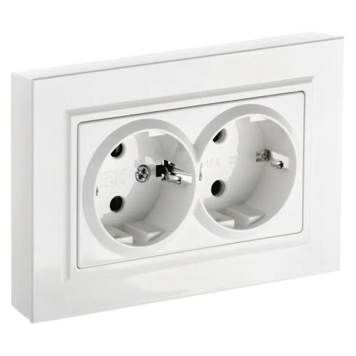 Розетка силов. IEK Brite РСш12-3-БрБ BR-R24-16-K01-F 2розет. двойн. скрыт. зазем. штор. IP20 белый (упак.:1шт) (BR-R24-16-K01-F) Розетка силов. IEK Brite РСш12-3-БрБ BR-R24-16-K01-F 2розет. двойн. скрыт. зазем. штор. IP20 белый (упак.:1шт) (BR-R24-16-K01-F)