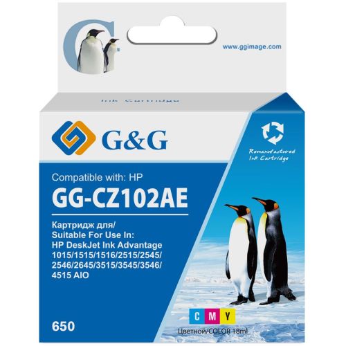 Картридж струйный G&G GG-CZ102AE 650 многоцветный (18мл) для HP DeskJet 1010/10151515/1516 (GG-CZ102AE) Картридж струйный G&G GG-CZ102AE 650 многоцветный (18мл) для HP DeskJet 1010/10151515/1516 (GG-CZ102AE)