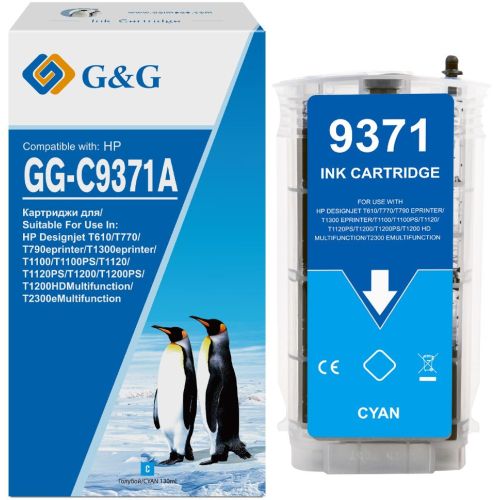 �������� �������� G&G GG-C9371A �72 ������� (130��) ��� HP HP Designjet T610, T770, T790eprinter, T1300eprinter, T1100, T1100PS, T1120, T1120PS, T1200, T1200PS, T1200HDMultifunction, T2300eMultifunction (GG-C9371A)
