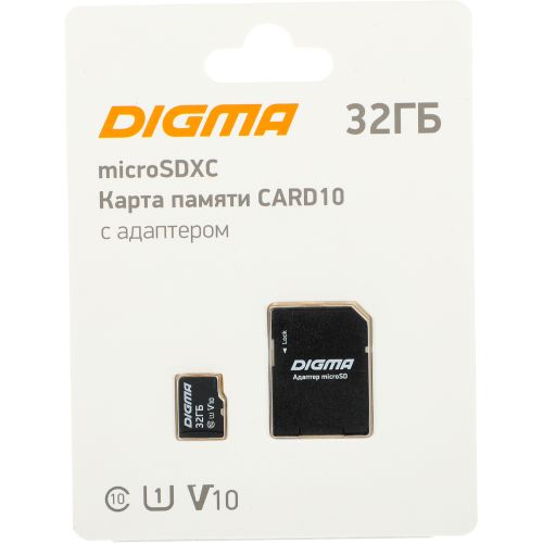   microSDHC 32GB Digma CARD10 V10 + adapter (DGFCA032A01)