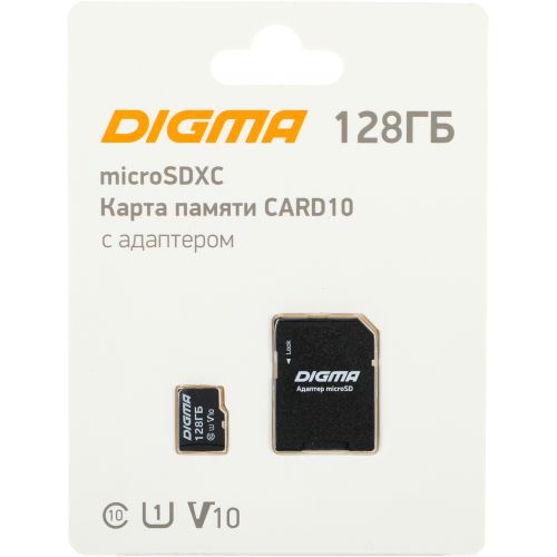   microSDXC 128GB Digma CARD10 V10 + adapter (DGFCA128A01)
