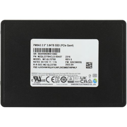  SSD Samsung PCIe 4.0 x4 3.84TB MZQL23T8HCLS-00A07 PM9A3 2.5