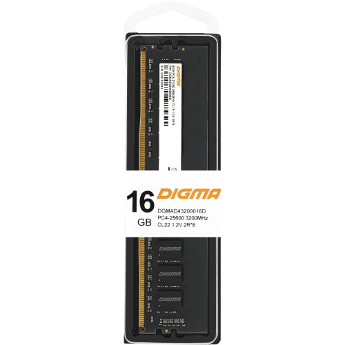  DDR4 16Gb 3200MHz Digma DGMAD43200016D RTL PC4-25600 CL22 DIMM 288-pin 1.2 dual rank Ret (DGMAD43200016D)