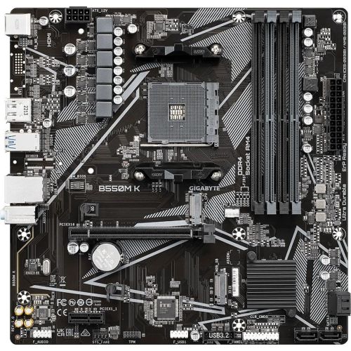   Gigabyte B550M K Soc-AM4 AMD B550 4xDDR4 mATX AC`97 8ch(7.1) GbLAN RAID+HDMI+DP (B550M K)