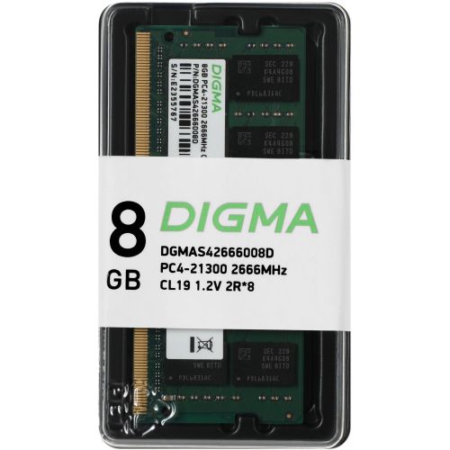  DDR4 8Gb 2666MHz Digma DGMAS42666008D RTL PC4-21300 CL19 SO-DIMM 260-pin 1.2 dual rank Ret (DGMAS42666008D)