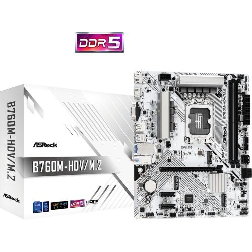 ����������� ����� Asrock B760M-HDV/M.2 Soc-1700 Intel B760 2xDDR5 mATX AC`97 8ch(7.1) 2.5Gg RAID+VGA+HDMI+DP (B760M-HDV/M.2)