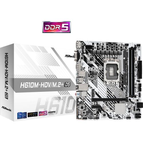 ����������� ����� Asrock H610M-HDV/M.2+ D5 Soc-1700 Intel H610 2xDDR5 mATX AC`97 8ch(7.1) GbLAN+VGA+HDMI+DP (H610M-HDV/M.2+ D5)