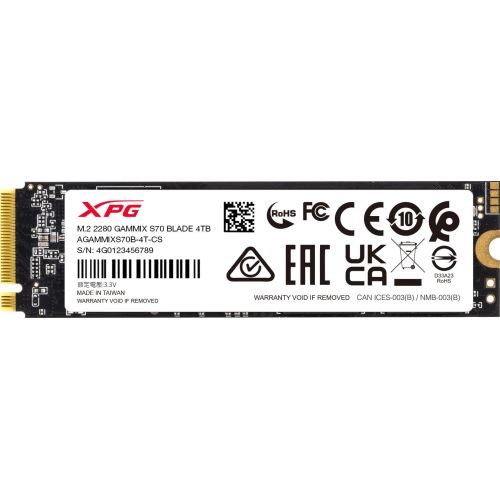  SSD A-Data PCIe 4.0 x4 4TB AGAMMIXS70B-4T-CS XPG Gammix S70 Blade M.2 2280 (AGAMMIXS70B-4T-CS)