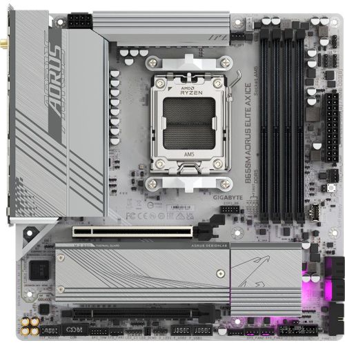 ����������� ����� Gigabyte B650M AORUS ELITE AX ICE Socket AM5 AMD B650 4xDDR5 mATX AC`97 8ch(7.1) 2.5Gg RAID+HDMI+DP (B650M A ELITE AX ICE)
