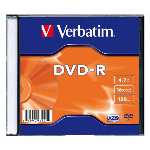 ���� DVD-R Verbatim 4.7Gb 16x Slim case (20��) (43547) (43547) (�������� 5 ��.)