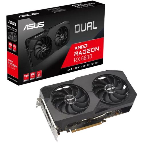 ���������� Asus PCI-E 4.0 DUAL-RX6600-8G AMD Radeon RX 6600 8Gb 128bit GDDR6 2044/14000 HDMIx1 DPx3 HDCP Ret (DUAL-RX6600-8G-V2)