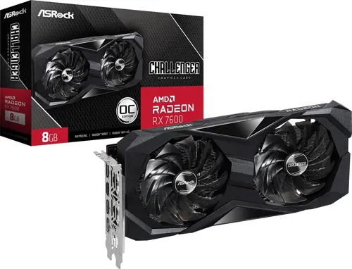  Asrock PCI-E 4.0 RX7600 CL 8GO AMD Radeon RX 7600 8Gb 128bit GDDR6 1770/18000 HDMIx1 DPx3 HDCP Ret (RX7600 CL 8GO)