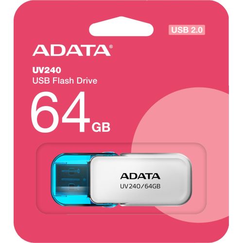 Флеш Диск A-Data 64GB UV240 AUV240-64G-RWH USB2.0 белый/голубой (AUV240-64G-RWH) Флеш Диск A-Data 64GB UV240 AUV240-64G-RWH USB2.0 белый/голубой (AUV240-64G-RWH)