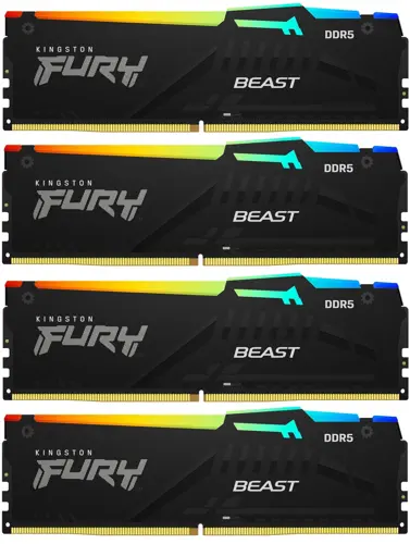 ������ DDR5 4x32GB 5600MHz Kingston KF556C40BBAK4-128 Fury Beast Black RGB RTL Gaming PC5-44800 CL40 DIMM 288-pin 1.25� dual rank � ���������� Ret (KF556C40BBAK4-128)