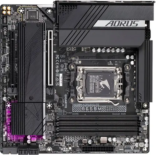 ����������� ����� Gigabyte B650M AORUS ELITE Socket AM5 AMD B650 mATX AC`97 8ch(7.1) 2.5Gg RAID+HDMI+DP (B650M AORUS ELITE)