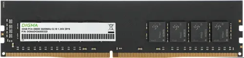 ������ DDR4 32GB 3600MHz Digma DGMAD43600032D RTL PC4-28800 CL18 DIMM 288-pin 1.35� dual rank Ret (DGMAD43600032D)