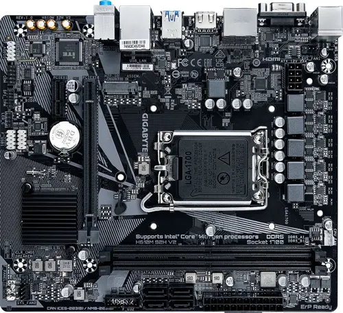   Gigabyte H610M S2H V2 Soc-1700 Intel H610 2xDDR5 mATX AC`97 8ch(7.1) GbLAN+VGA+HDMI+DP (H610M S2H V2)