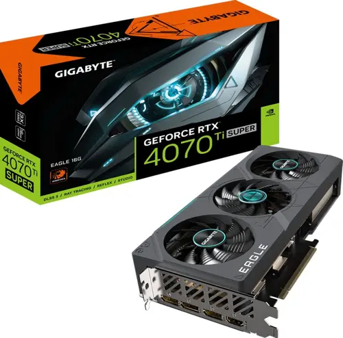  Gigabyte PCI-E 4.0 GV-N407TSEAGLE-16GD NVIDIA GeForce RTX 4070TI Super 16Gb 256bit GDDR6X 2610/21000 HDMIx1 DPx3 HDCP Ret (GV-N407TSEAGLE-16GD)