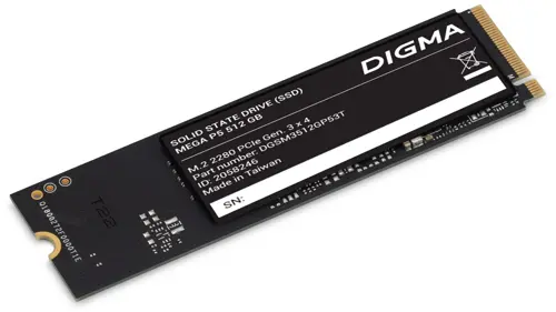  SSD Digma PCIe 3.0 x4 512GB DGSM3512GP53T Mega P5 M.2 2280 (DGSM3512GP53T)