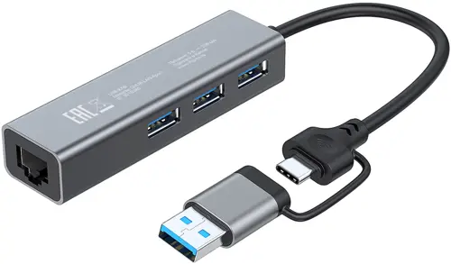  USB-C+ USB-A Digma DHUB-LAN-4port 4.  (DHUB-LAN-4PORT)