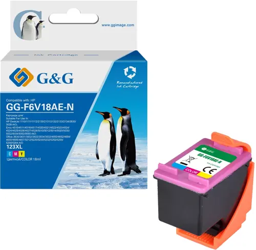 �������� �������� G&G GG-F6V18AE-N 123XL �������/���������/������ (18��) ��� HP DJ 1210/1212/1212/2130/2131/2132/2133/2134/2630/3639 AIO;Envy 4510/4512/4516/4517/4520/4521/4522/4523/4524/4524/4525/4526/4527/4528/5010/5012/5014/5020/5030/5032/5034/5052/505