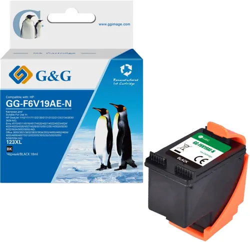�������� �������� G&G GG-F6V19AE-N 123XL ������ (18��) ��� HP DJ 1210/1212/1212/2130/2131/2132/2133/2134/2630/3639 AIO;Envy 4510/4512/4516/4517/4520/4521/4522/4523/4524/4524/4525/4526/4527/4528/5010/5012/5014/5020/5030/5032/5034/5052/5055 AIO;Office 3830/