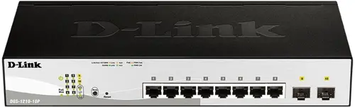  D-Link DGS-1210-10P DGS-1210-10P/FL2A (L2+) 8x1/ 2x(1000BASE-T/SFP) 8PoE 8PoE+ 65W  (DGS-1210-10P/FL2A)