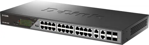  D-Link DSS-200G-28MP/A1A (L2) 24x1/ 4x(1000BASE-T/SFP) 24PoE 24PoE+ 370W  (DSS-200G-28MP/A1A)