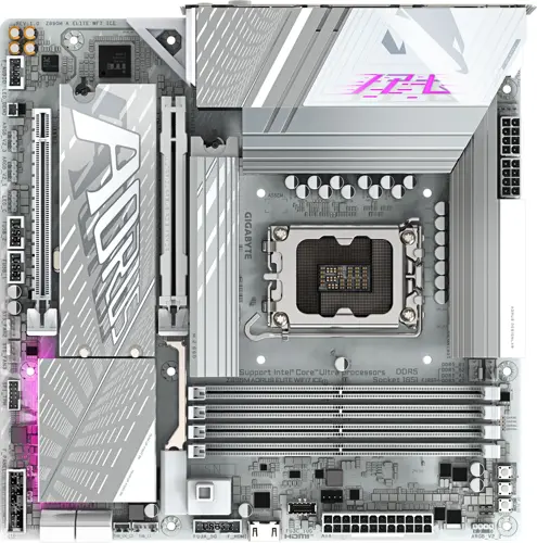 ����������� ����� Gigabyte Z890M AORUS ELITE WIFI7 ICE Soc-1851 Intel Z890 4xDDR5 mATX AC`97 8ch(7.1) 2.5Gg RAID+DP (Z890M A ELITE WF7 ICE)