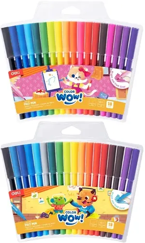 Фломастеры Deli EC165-18 Colorwow круг. пулевидный пиш. наконечник Вентилируемый смываемые 18цв. (18шт.) (EC165-18) (упаковка 12 шт.) Фломастеры Deli EC165-18 Colorwow круг. пулевидный пиш. наконечник Вентилируемый смываемые 18цв. (18шт.) (EC165-18) (упаковка 12 шт.)