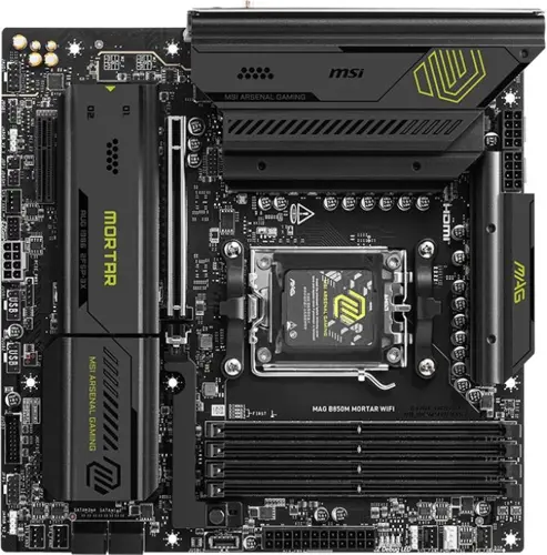 ����������� ����� MSI MAG B850M MORTAR WIFI Socket AM5 AMD B850 4xDDR5 mATX AC`97 8ch(7.1) 5Gigabit RAID+HDMI (MAG B850M MORTAR WIFI)