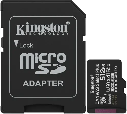 ���� ����� microSDXC 512GB Kingston SDCS3/512GB Canvas Select Plus V30 A1 + adapter (SDCS3/512GB)